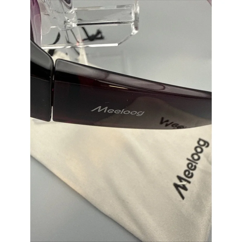 Fit over Meeloog SunGlasses Genuine-Polarized Lenses-Purple Translucent with bag